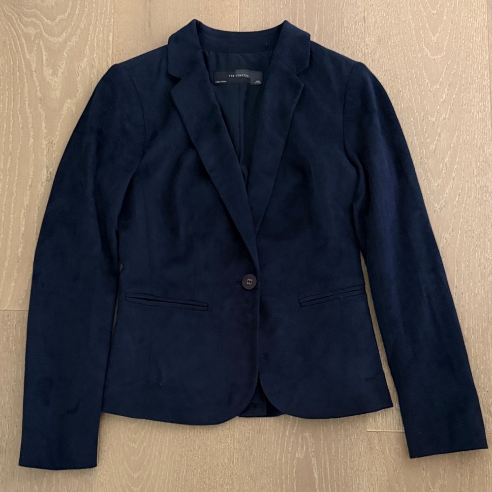 Dark Blue Suede Women's Blazer Size XXS